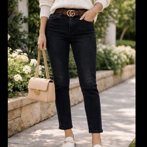 Gap 1969 True Skinny Super High Rise Crop Jeans Women Size 27 Black Denim